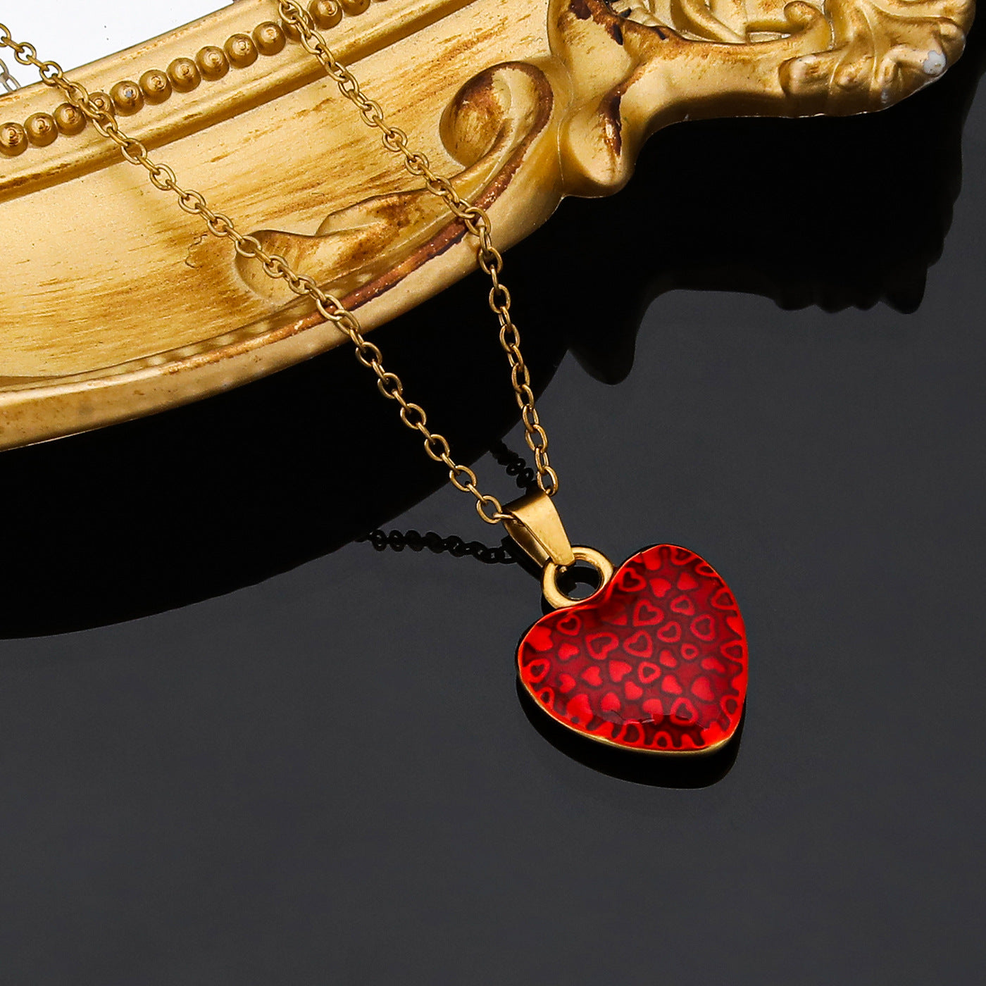 Wholesale stainless steel real gold electroplated love drop oil necklace