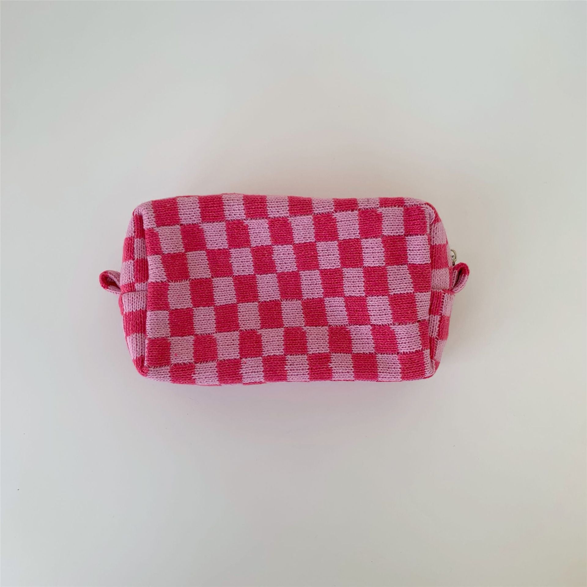 Wholesale Wool Checkerboard Knitted Storage Bag Large Capacity Toiletry Bag