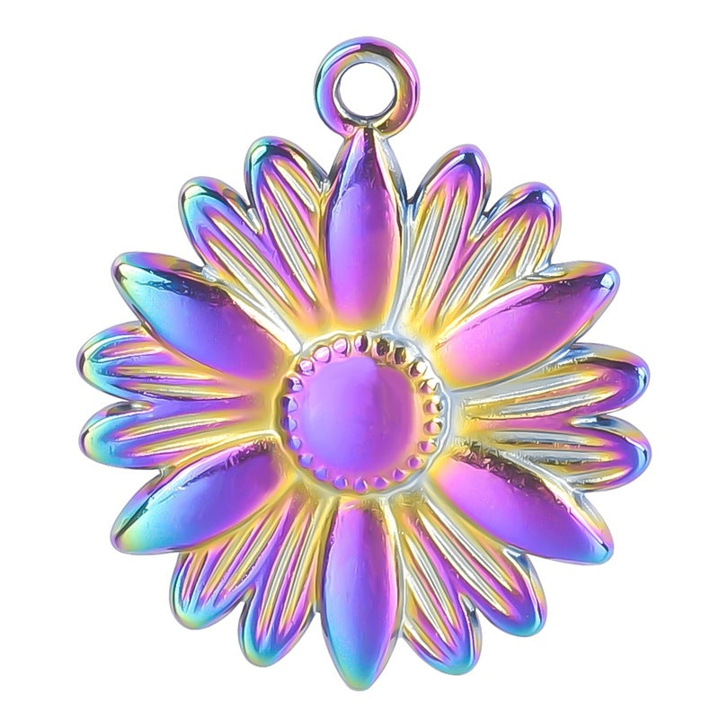 Wholesale Stainless Steel Gold Sunflower Colorful Pendant Accessories