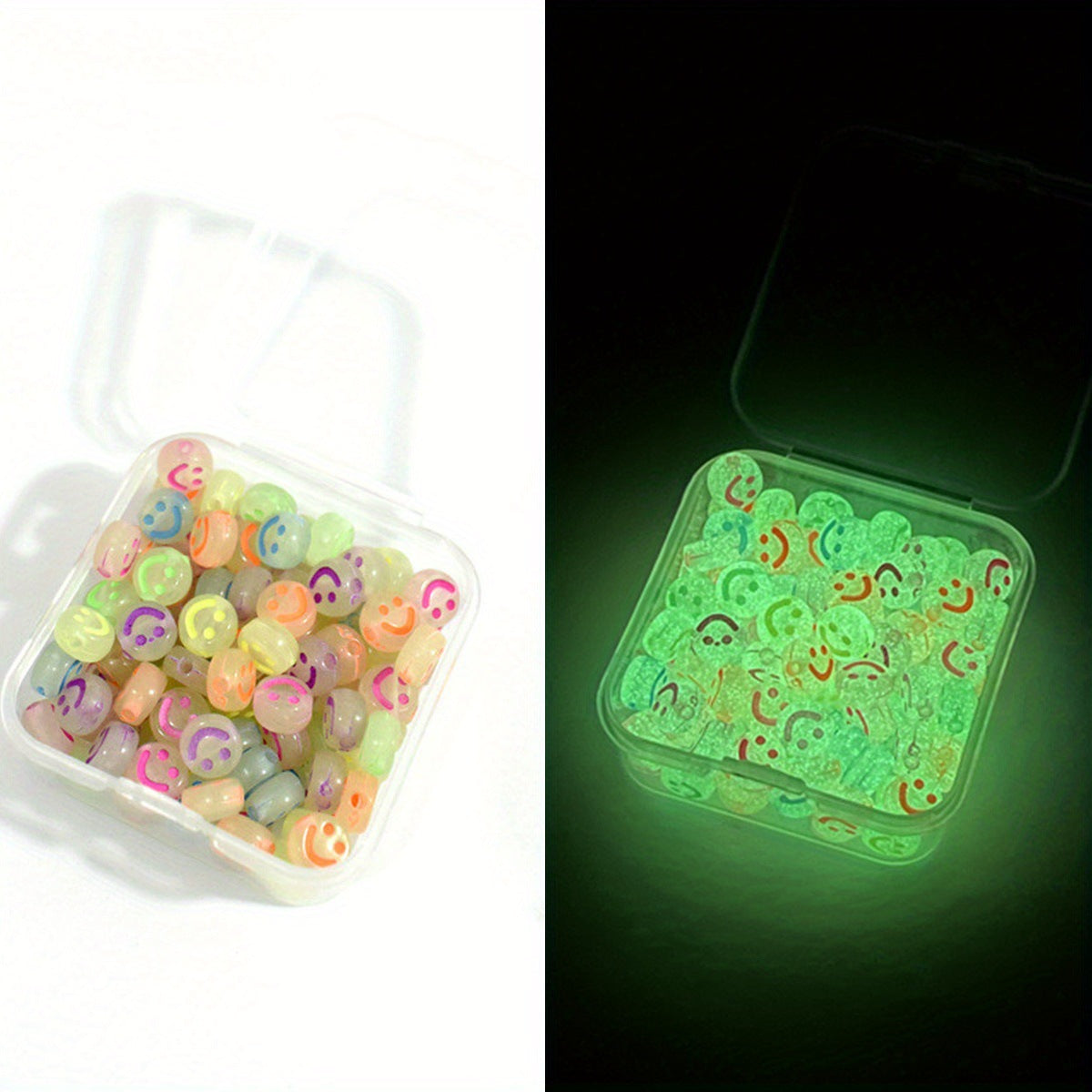 Al por mayor 100pcs/caja amor luminoso corazón estrella luna luna cuentas