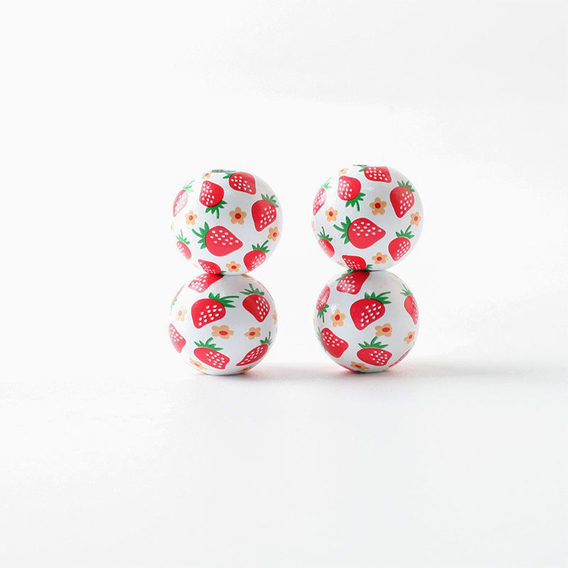 Wholesale 5000pcs/pack Pet Fruit Print Acrylic Round Beads