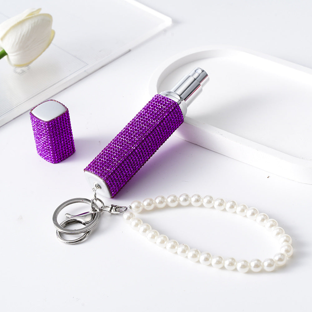 Wholesale Diamond-studded creative 10ml perfume bottle keychain
