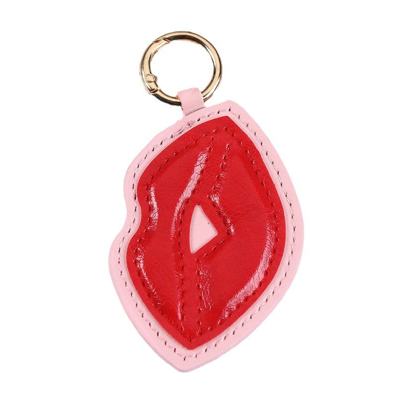 Wholesale Big Red Lip Leather Love Strawberry Keychain Pendant Bag Hanging