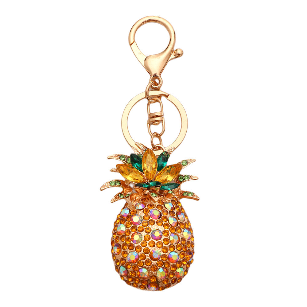 Wholesale Pineapple Inlaid Diamond Creative Metal Keychain