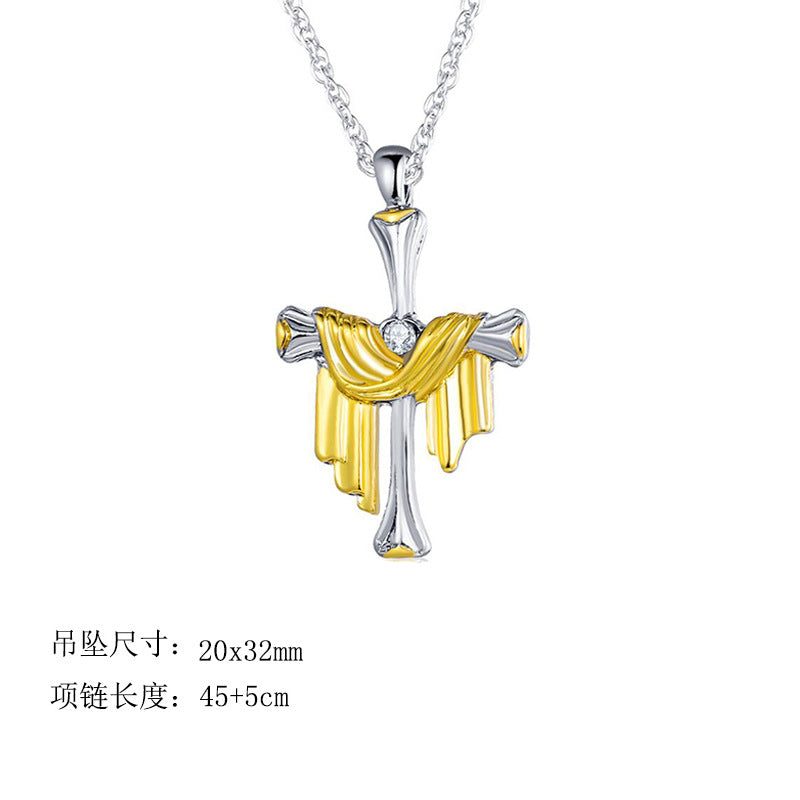 Wholesale religious elements crystal diamond hollow round necklace