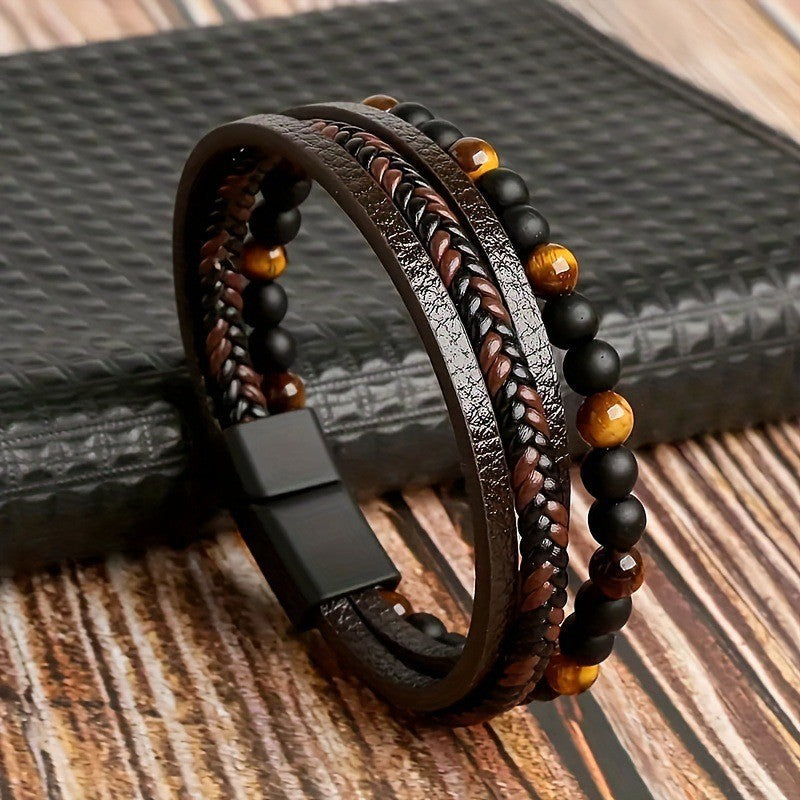 Wholesale Layered Hand-Woven Leather Beaded Bracelet