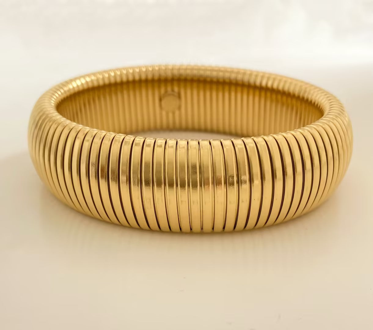 Wholesale Stainless Steel Gold Stretch Snake Bone Wide Bracelet