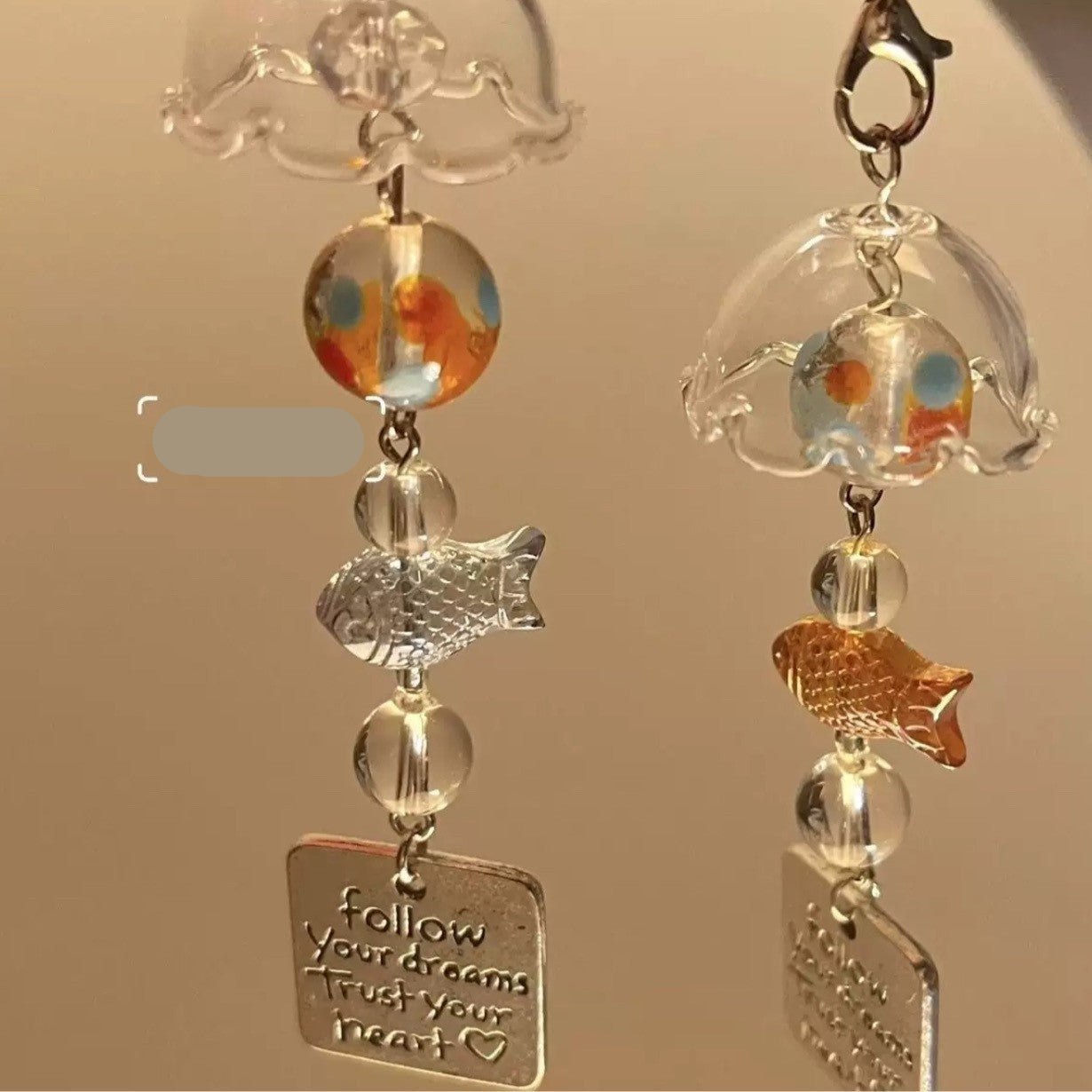 Wholesale Ins style goldfish wind chime phone case pendant