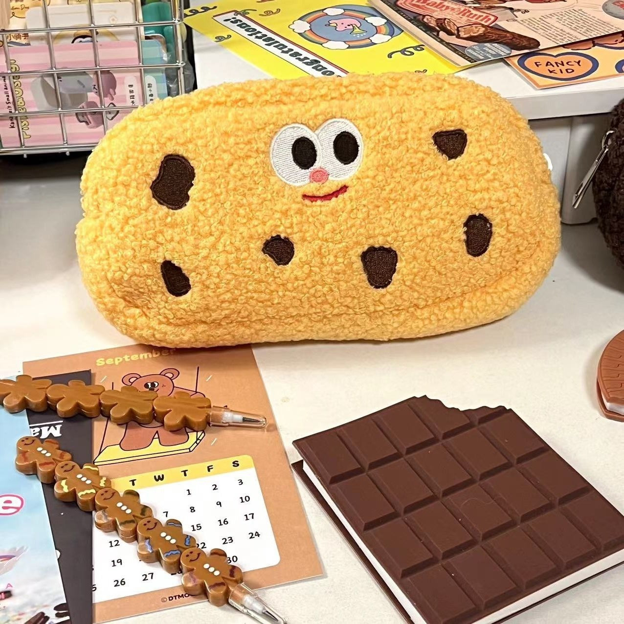 Wholesale Cookies Cute Large Capacity Plush Pen Bag