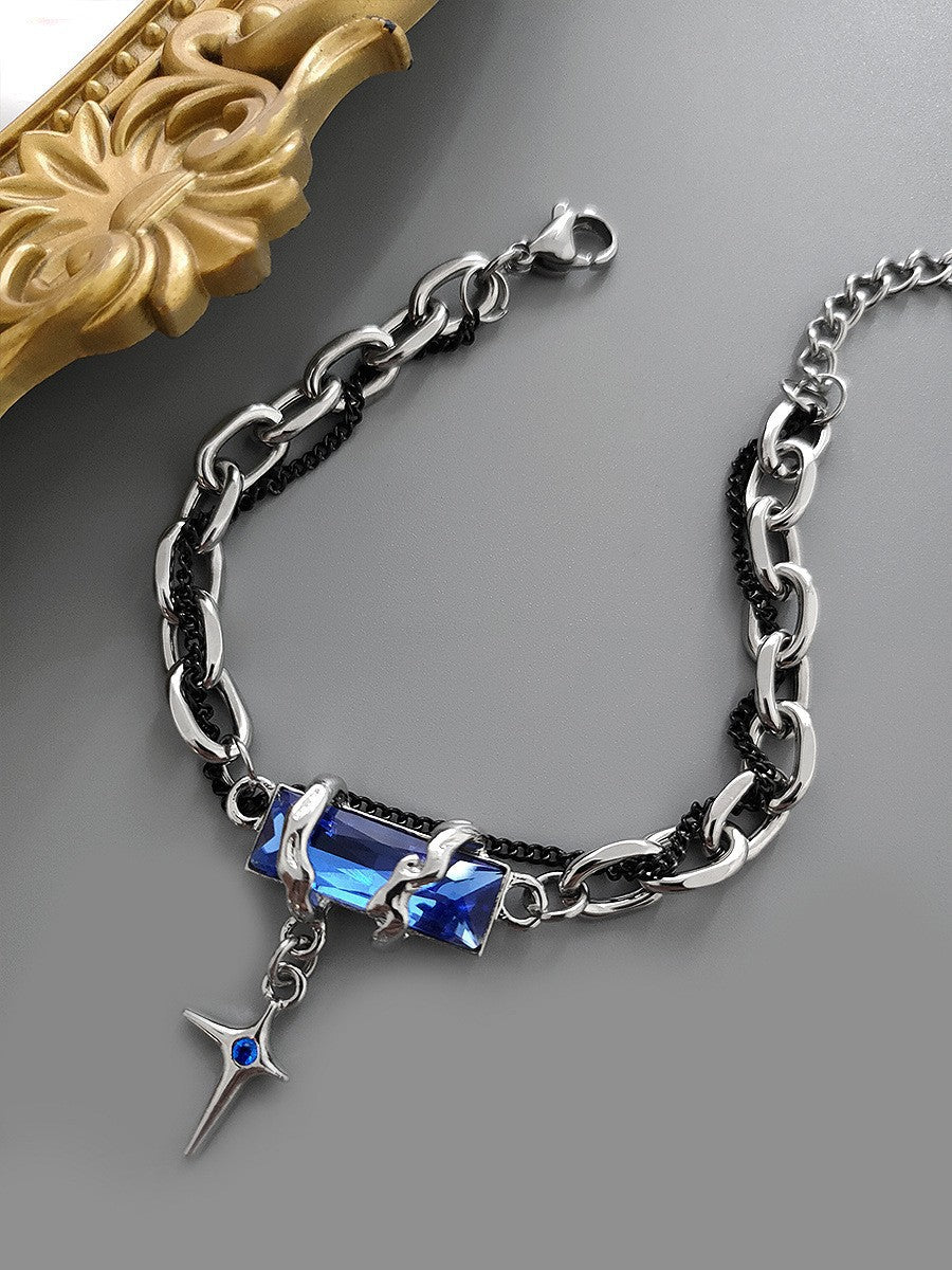 Wholesale Titanium Steel Black Diamond Star Wrap Bracelet