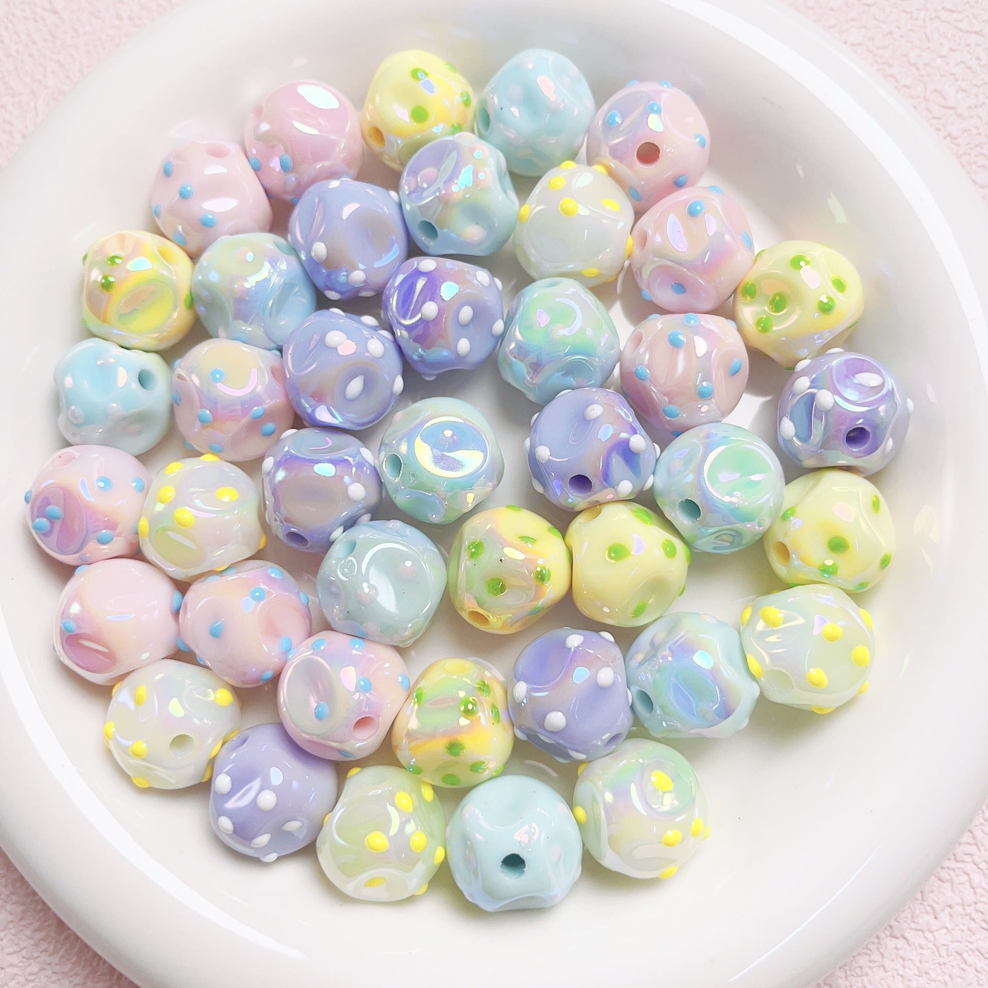 Wholesale 16mm 10pcs UV Plated Acrylic Beads