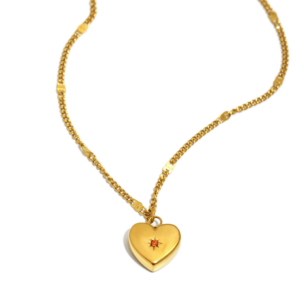 Wholesale Month Stainless steel 18K gold-plated zircon necklace