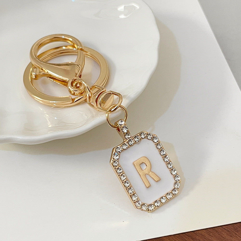 Wholesale 26 Letters Diamond-drip Oil Key Chain
