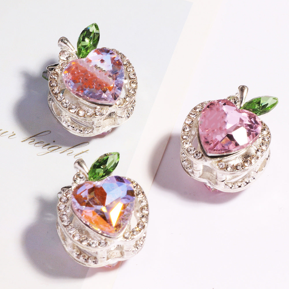 Wholesale Double-sided alloy apple four-hole straight hole loose beads beaded DIY  keychain accessories