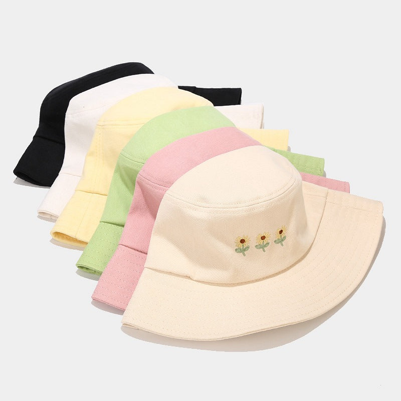 Wholesale Cotton Small Flower Embroidery Bucket Hat