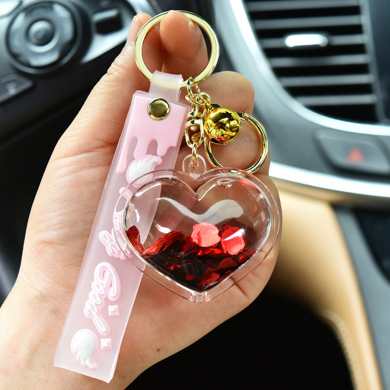 Wholesale Quicksand Love Acrylic Keychain