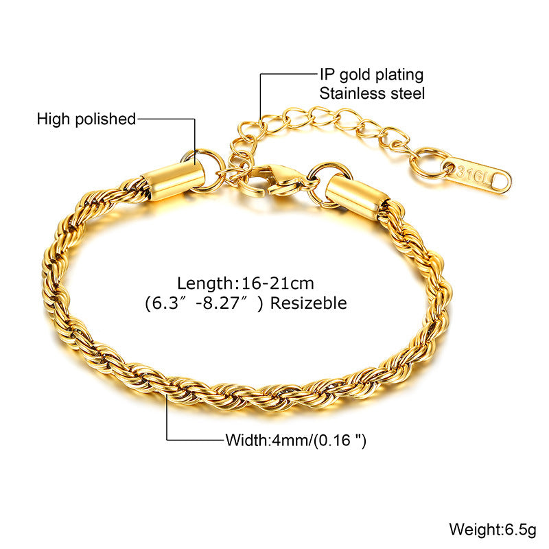 Wholesale Twist Gold Stainless Steel Bracelets