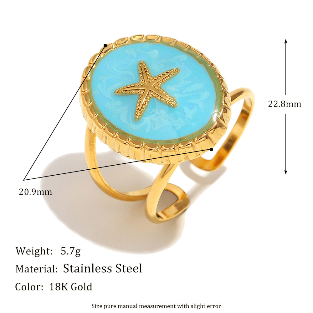 Wholesale Stainless steel 18K gold plated cross-line open ring