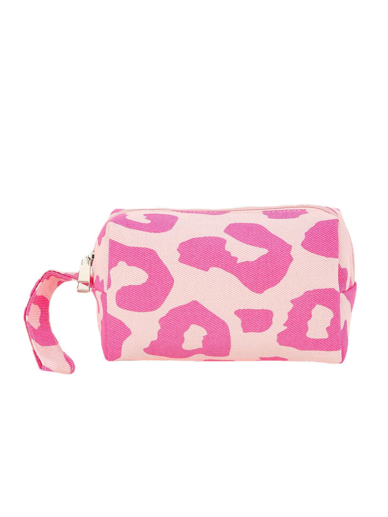 Wholesale Canvas Print Portable Leopard Print Checkerboard Pattern Cosmetic Bag