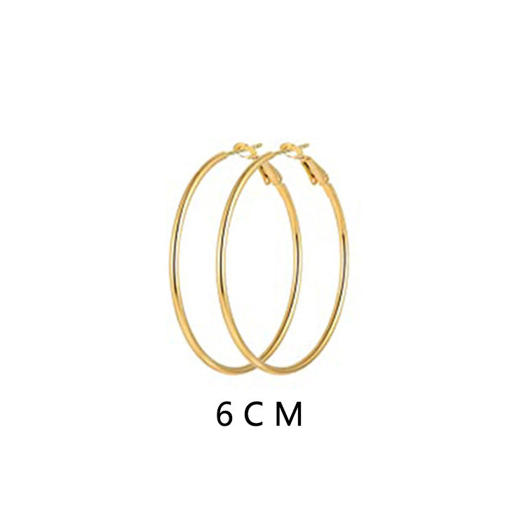 Wholesale Metal Large Circle Titanium Steel Earrings