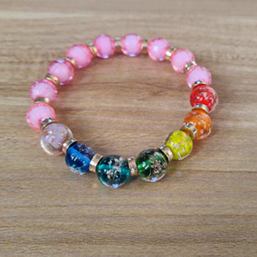 Wholesale Candy Colorful Rainbow Luminous Glass Bracelet