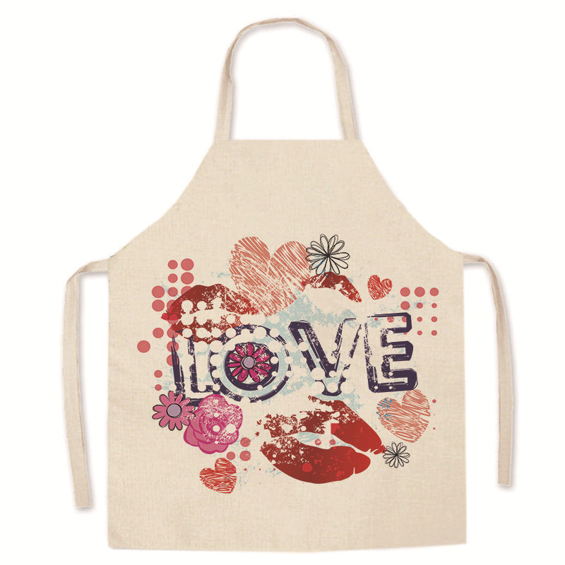 Wholesale Lipstick Red Lip Print Apron Fashion Encrypted Linen Apron