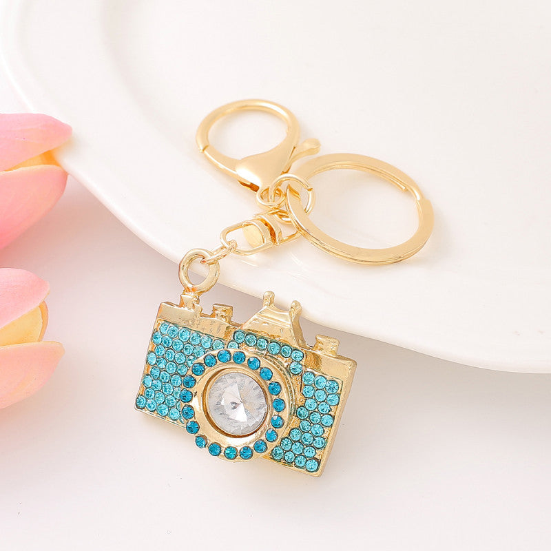 Wholesale Creative Camera Style Diamond-encrusted Metal Keychain