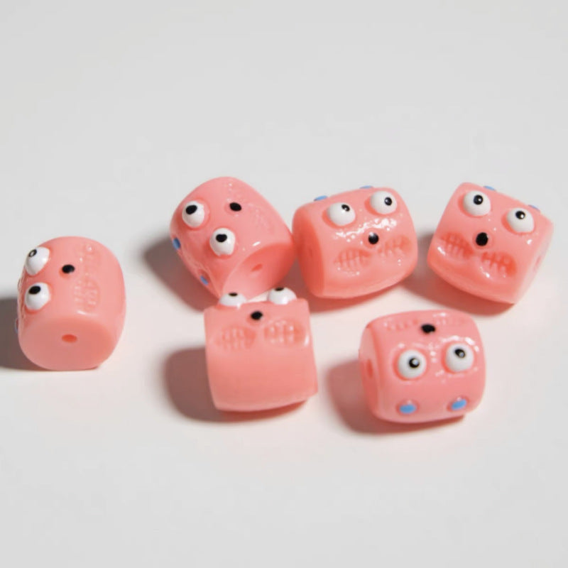 Wholesale 5pcs/pack Color Fun Little Monster Horizontal Hole Barrel Beads