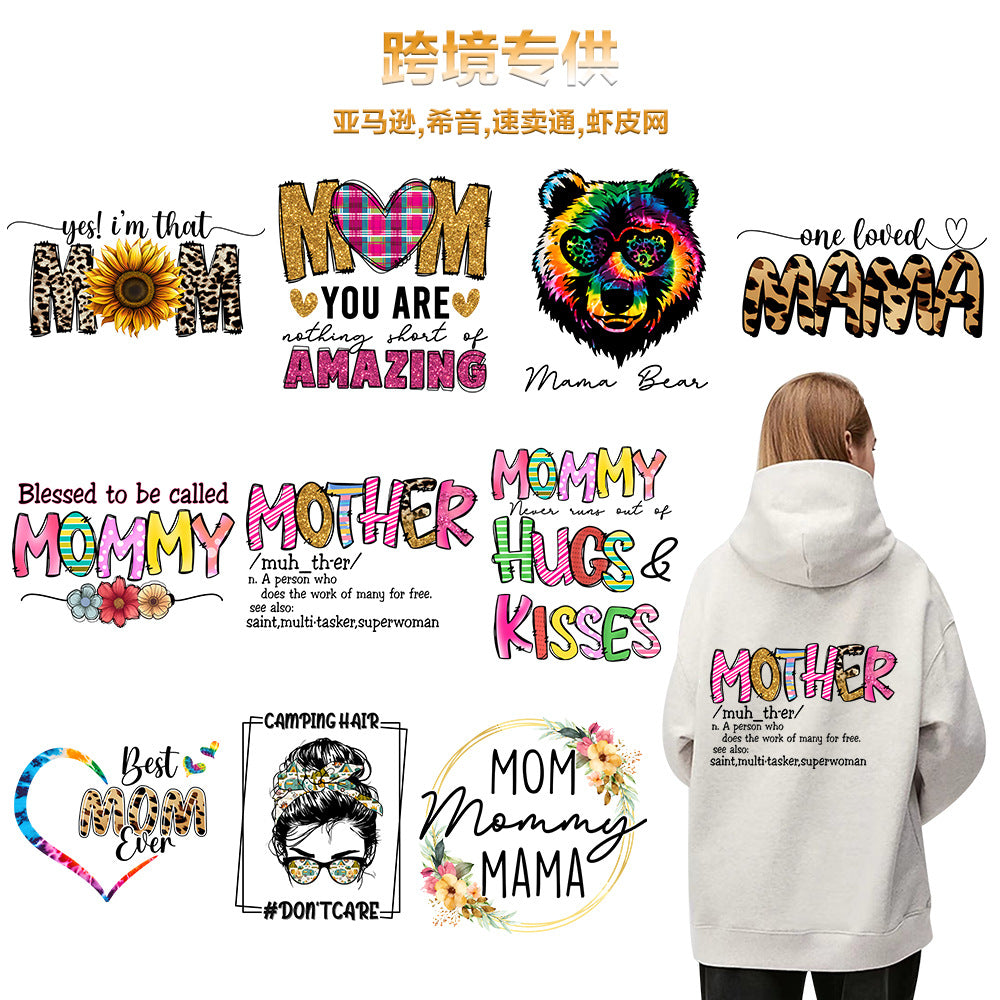 Wholesale 10pcs/pack Hot Stamping  Mother' s Day Theme Letter Flower Peach