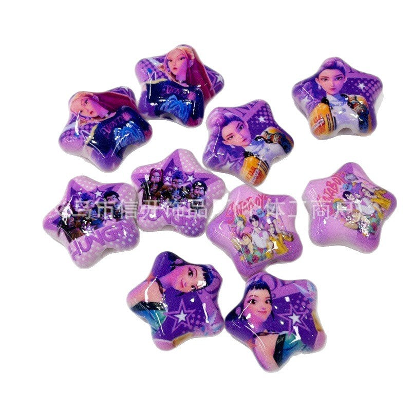 Wholesale 200pcs/pack Cartoon print five-pointed star ballpoint pen with perforation OLY Exclusive