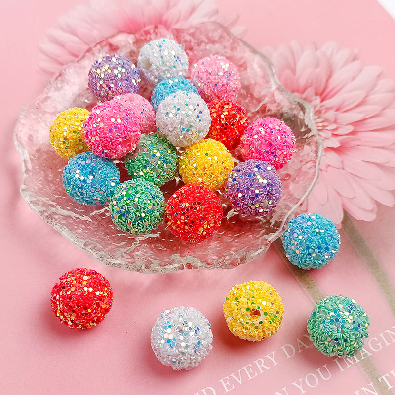 Wholesale 16MM Round Ball Straight Hole Beads Sequin Hanging Beads Jewelry Accessories