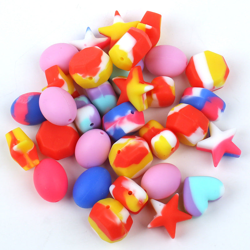 Wholesale 100pcs/pack Children's Jewelry Accessories Loose Beads Food Grade Special-shaped Silicone Beads