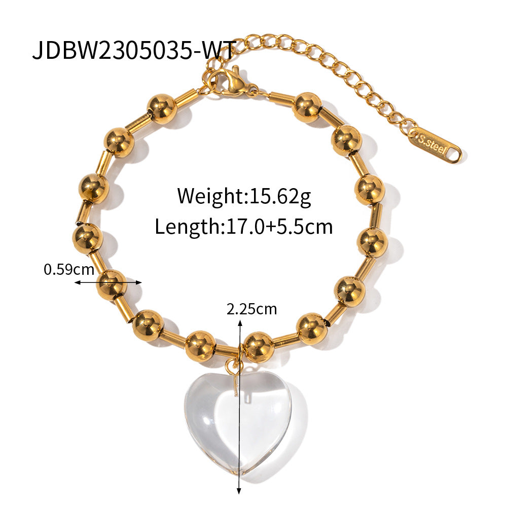 Wholesale Stainless Steel Heart Bead Necklaces