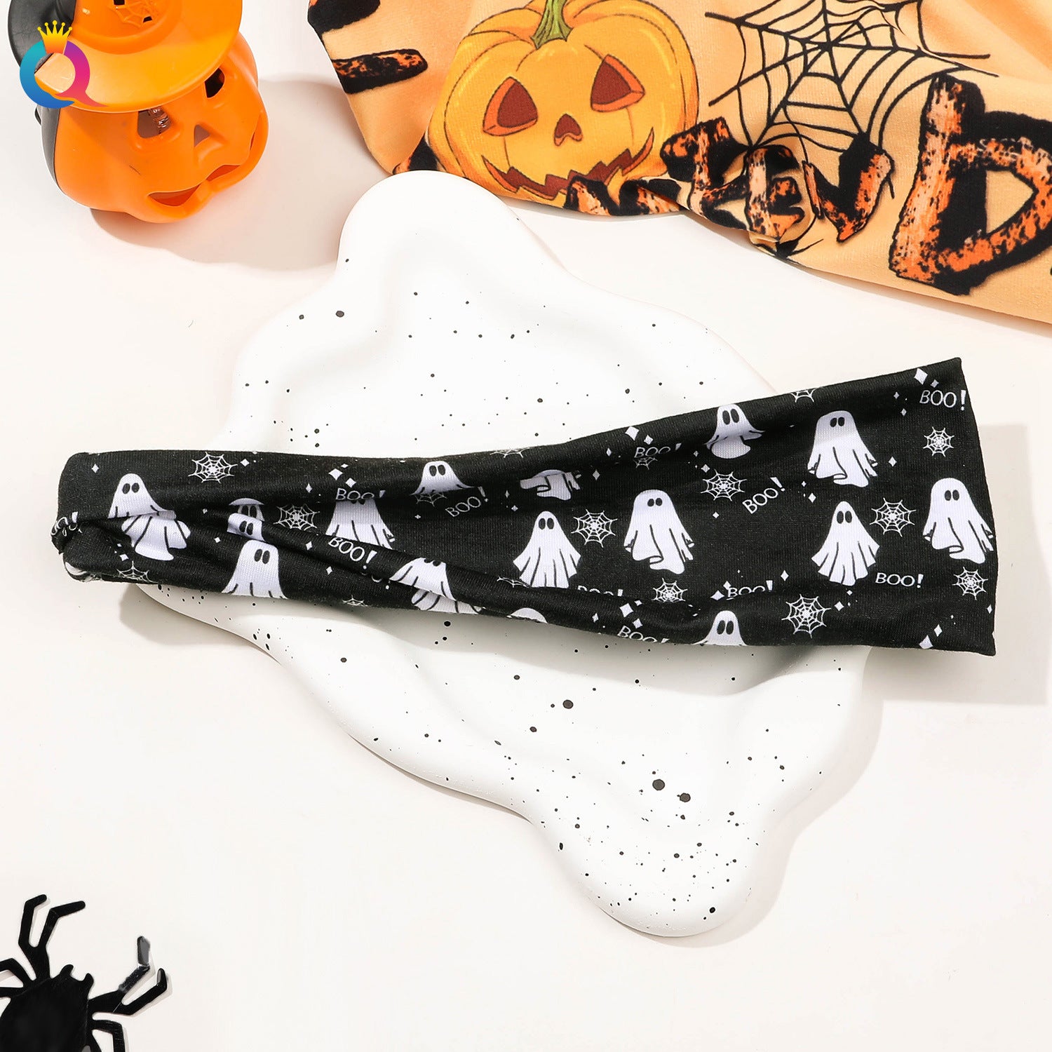 Wholesale Cross Border Halloween Skeleton Ghost Face Wash Hair Bands Scary Flat Cross Hair Ties