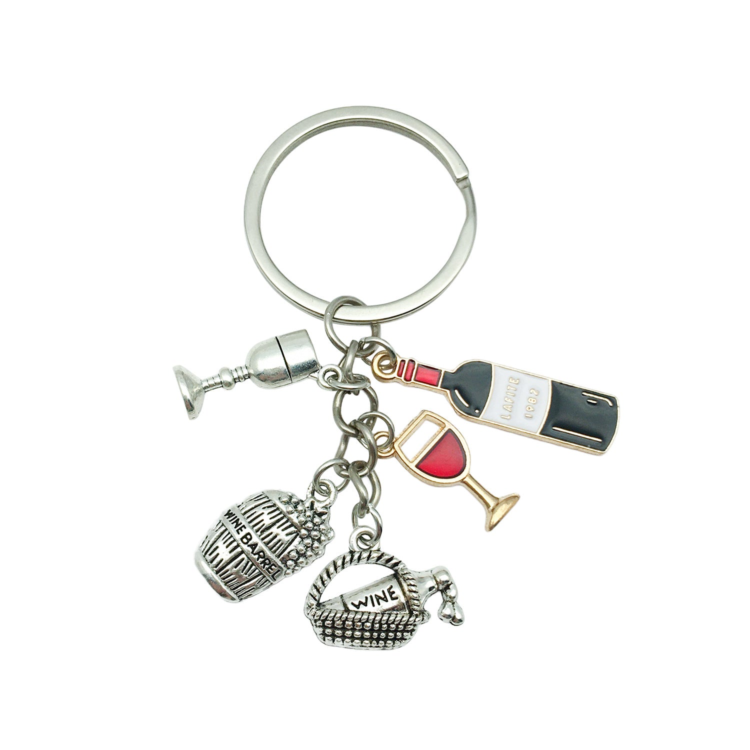 Wholesale Lipstick High Heels Red Wine Glass Alloy Keychain