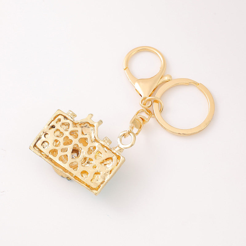 Wholesale Creative Camera Style Diamond-encrusted Metal Keychain