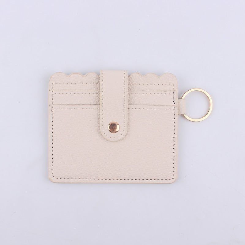 Wholesale Color Solid Color ID Case PU Leather Card Holder Keychain Coin Purse