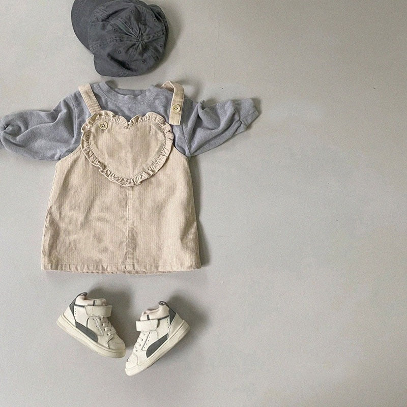 Wholesale Cotton Children's Love Denim Suspender Skirt