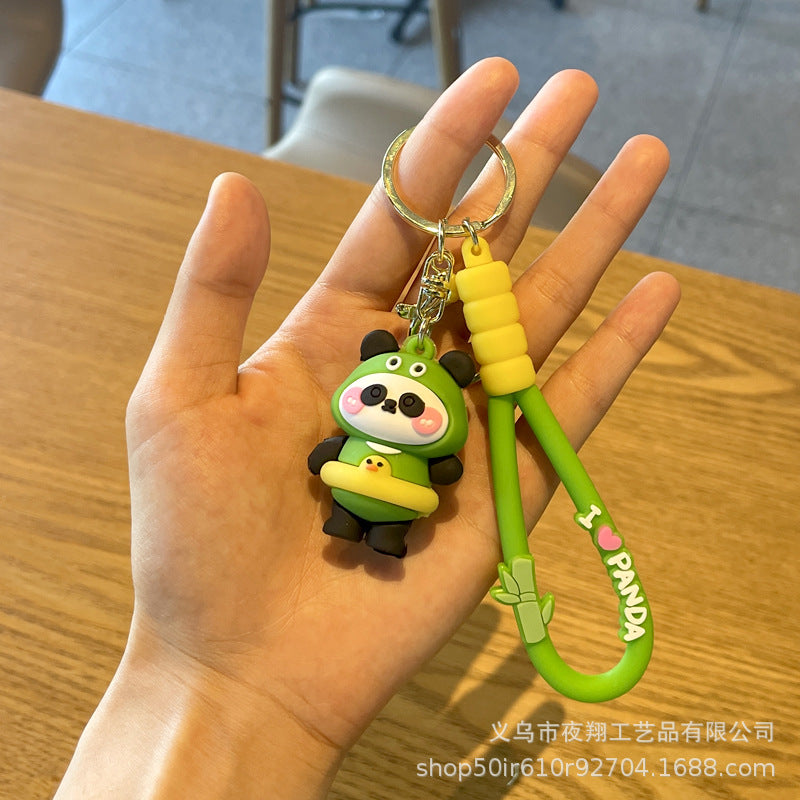 Wholesale Cute Panda Travel Keychain Rubber Doll Car Bag Key Chain Pendant Gift