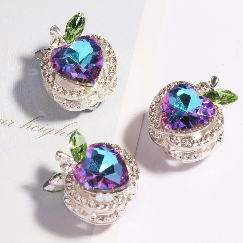 Wholesale Double-sided alloy apple four-hole straight hole loose beads beaded DIY  keychain accessories