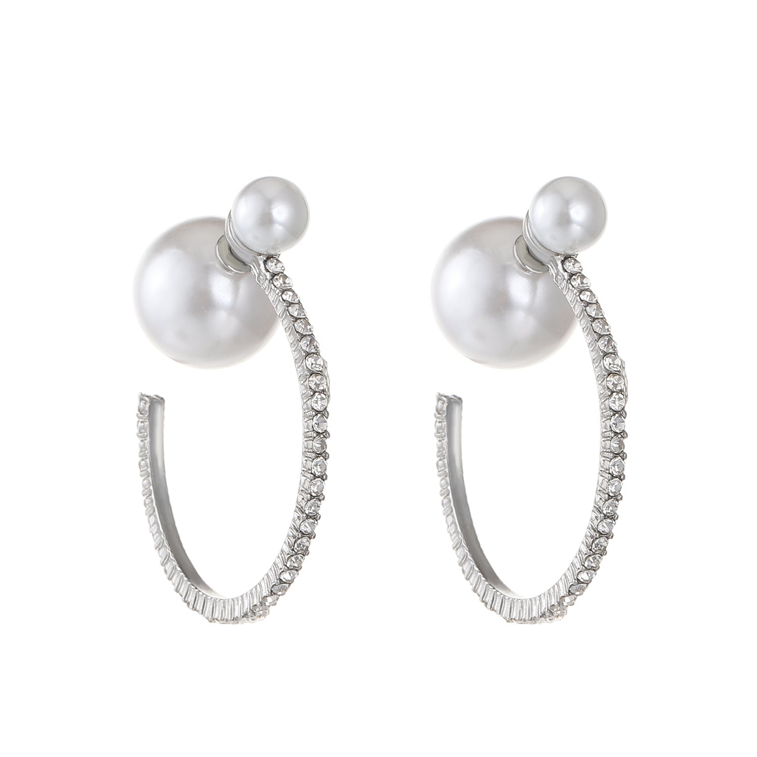 Wholesale Geometric Pearl Studded Diamond Alloy Earrings