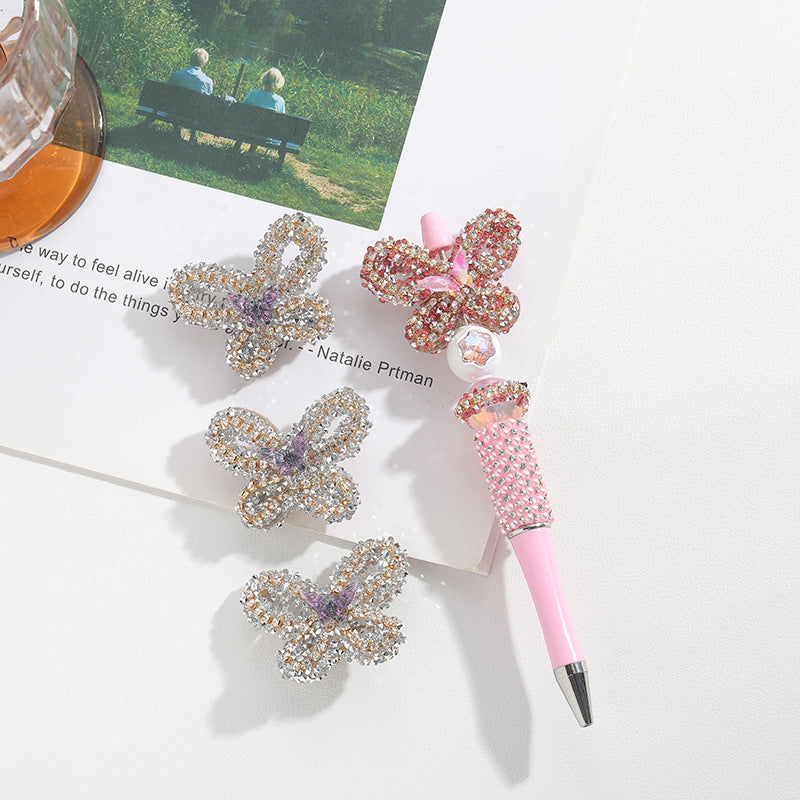 Wholesale10pcs Large Butterfly Full Drill Straight Hole Handmade Heavy Beads