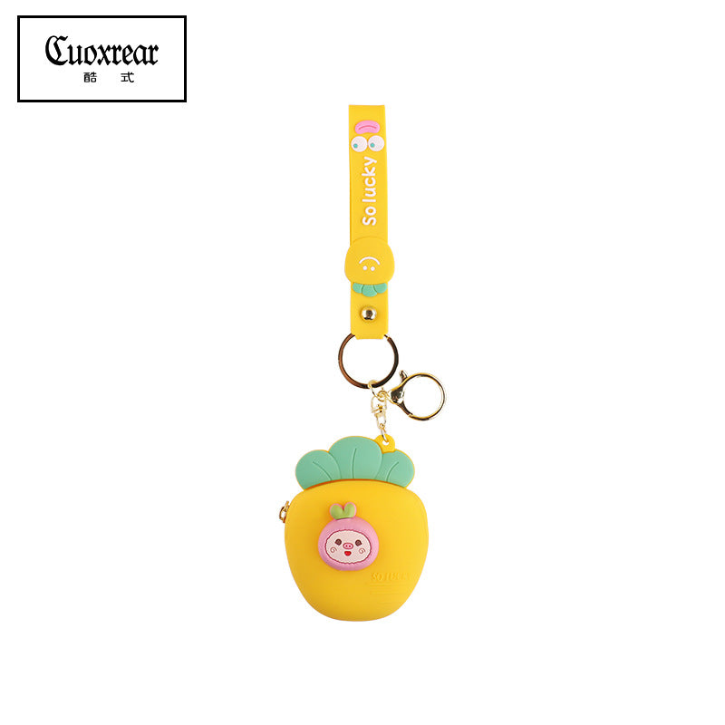 Wholesale Cute Radish Strawberry Mini Coin Purse Silica gel Keychain