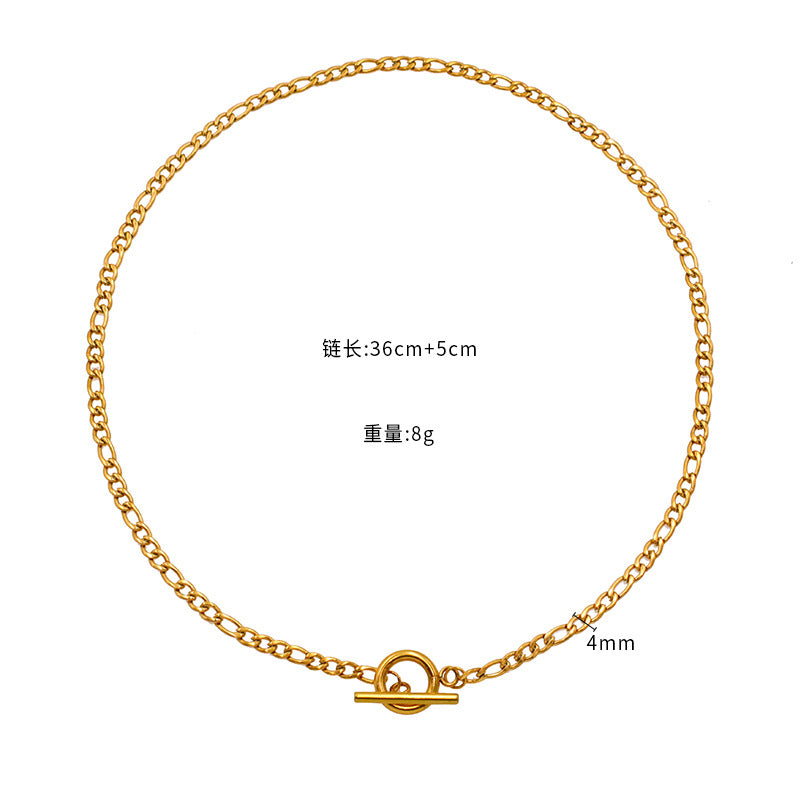 Wholesale Coarse Mineral Clavicle Neck Chain OT Buckle Design Cuban Chain Titanium Steel Necklaces