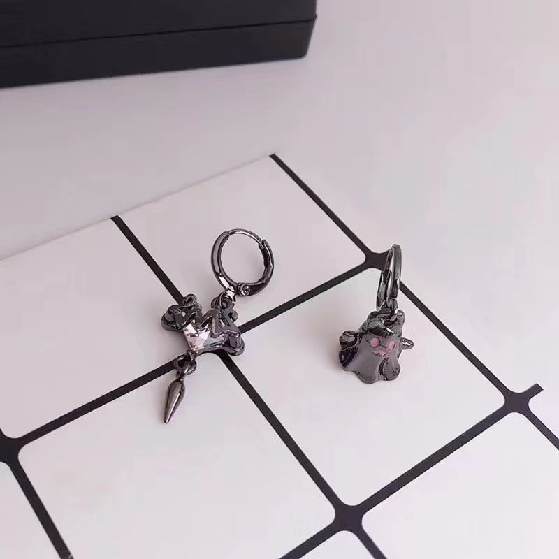 Wholesale Asymmetric Ghost Alloy Earrings