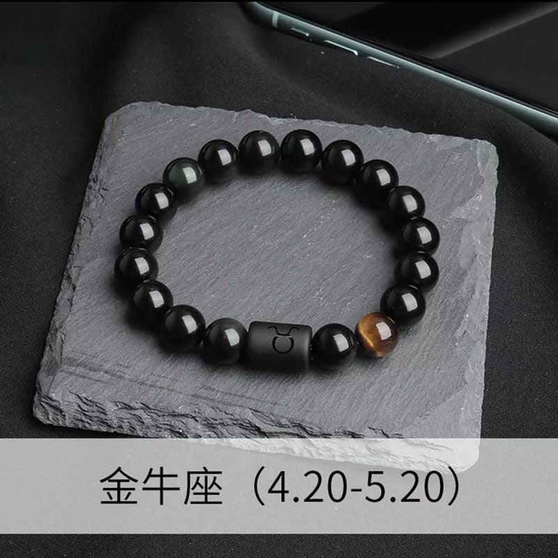 Wholesale Twelve Constellations Natural Stone Elastic Bracelet
