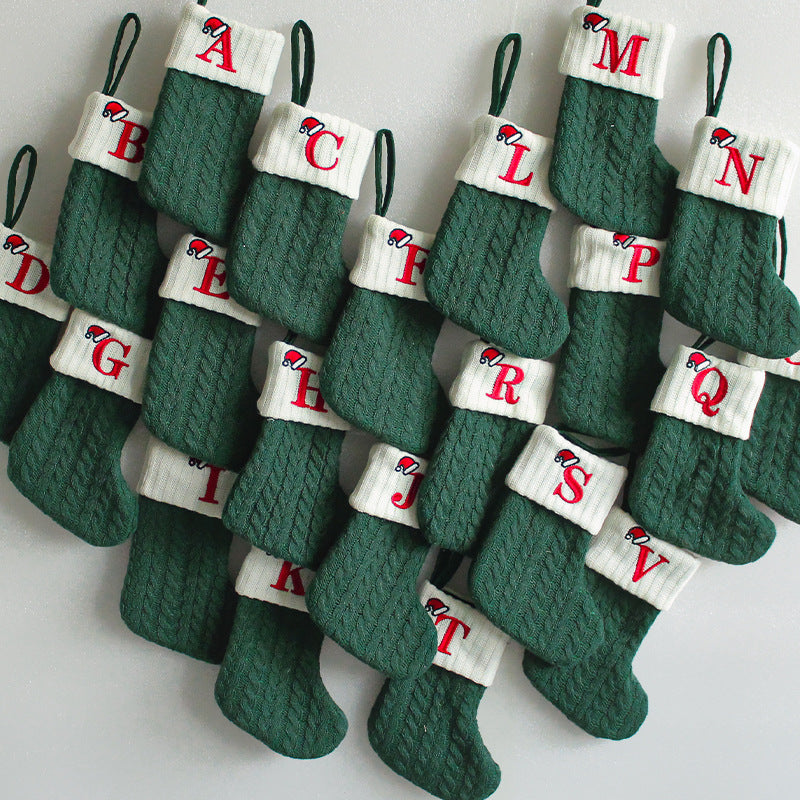 Wholesale Woolen Socks Embroidered Letters Children's Candy Gift Bag Ornaments