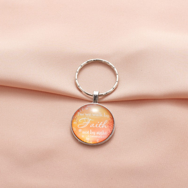 Wholesale for We Walk By Faith Time Gem Metal Keychain
