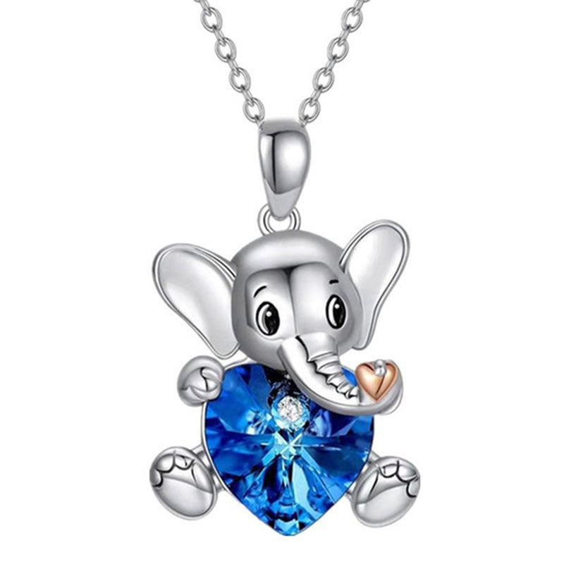 Wholesale Elephant Heart Colorful Crystal Necklace