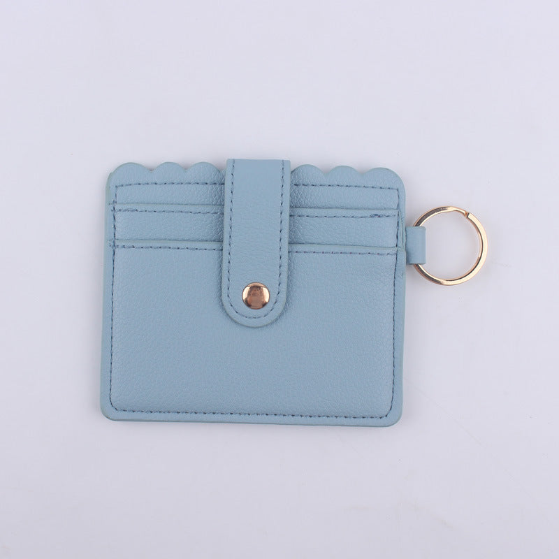 Wholesale Color Solid Color ID Case PU Leather Card Holder Keychain Coin Purse